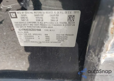 2012 Cadillac Srx Luxury Collection из США, поврежденный, VIN 3GYFNAE35CS551844